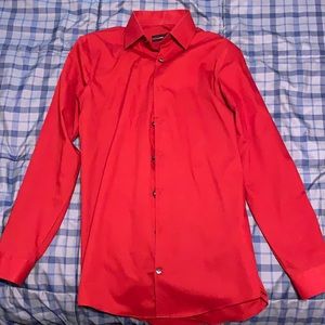 JF J.Ferrar Red Slim Dress Shirt